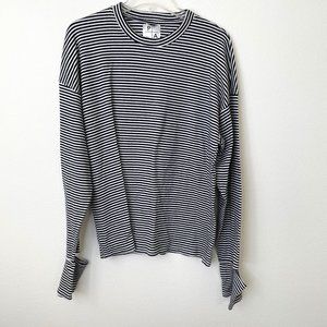 Private Academy Black White Striped Cut Out Pullover Shirt Made in USA